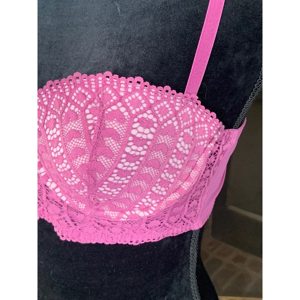 Adore Me Women's Nymphadora Contour Balconette Bra Purple Lace Hearts Size‎ 36B